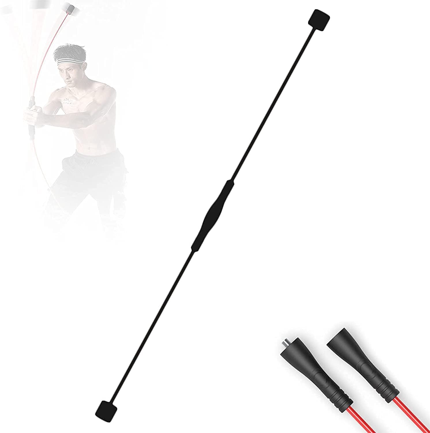 Fitness Schwingstab Pilates Yoga Stange Tremor Bar vibrierende Fitness-Stange Home Fitness Tremor Bar mit Abnehmbarer Struktur für Ganzkörpertraining Muskeltraining, 160 cm, Schwarz 1113(