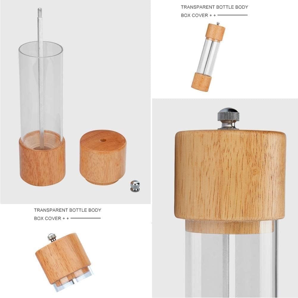 Manual Salt and Pepper Grinder Set, Wooden and Acrylic Salt and Pepper Grinders, Modern Shakers with Adjustable Ceramic Core, Salt Grinder and Pepper Mill