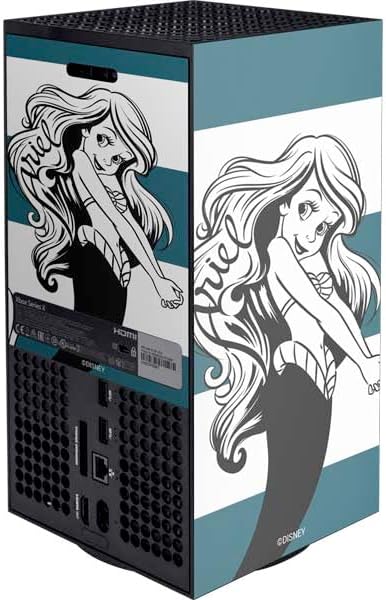 Skinit Decal Gaming Skin Compatible with Xbox Series X Console - Officially Licensed Disney The Little Mermaid Ariel Stripes Design