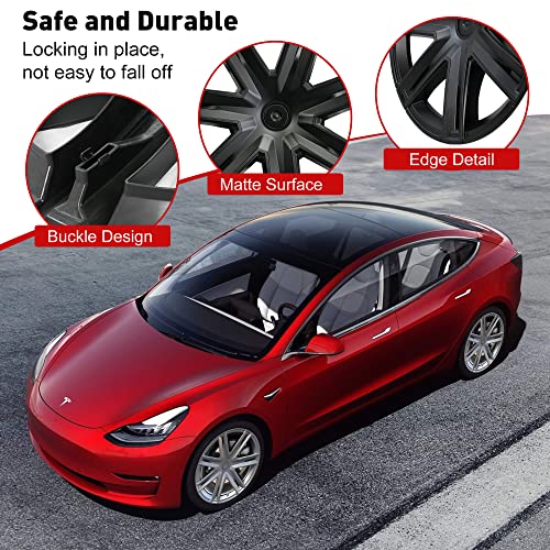 19 Inch Tesla Model Y Wheel Cover Hubcaps, Matte Black Wheel Covers Hubcaps For Model Y 2019-2023, Durable Abs Plastic Material, Easy Installation, Tesla Model Y Accessories, Set Of 4 #TOP2