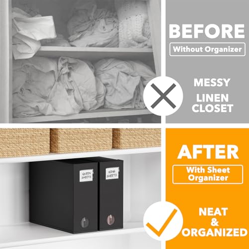 Image of SpaceAid 2 Pack Bed Sheet Organizers and Storage, Foldable Sheet Organizer for Linen Closet, Sheets Set Folder Keeper with Window XL (Queen & King Size) Organizing Bedding Container, Black