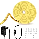segrass 5M Dimmbar Neon Led strip ,IP65 wasserdichte flexible Neon LED Streifen, 12v led streifen Neon Seil Lampe, Anwendbar auf DIY Dekoration von Schlafzimmer, Raum und im Freien(Warmweiß)