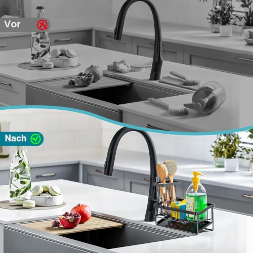 PKBD Selbstablaufender Spülbecken-Organizer – Schwarz – Ansicht 6