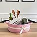 CHICVITA Pink Baby Girl Gift Basket, Small Woven Rope Basket, Rectangle Shelf Baskets for Bathroom, Cute Nursery Storage Baskets for Toys, Diapers, Towels, Snacks, 13 x 9.8 x 5 inches