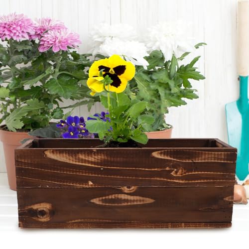 Jardinera de madera rectangular maciza para decorar plantas de exterior en balcones rusticos 5