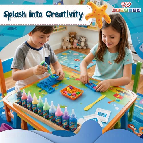 Image of Wembley Aqua Jelly Kit for Kids | Craft Kit for Girls 9-12 Years | Make Your Own Water Pets | Squishy Making Kit for Girls 8-10 | Pack of 12 (30 ml)