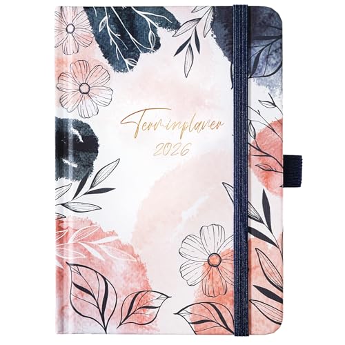 Calendario 2026 – Agenda settimanale 2026 A6 di Jan – Dic 2026 con 2 segnalibri, tasca posteriore e passante per penna, 15,5 x 10,5 x 1,7 cm