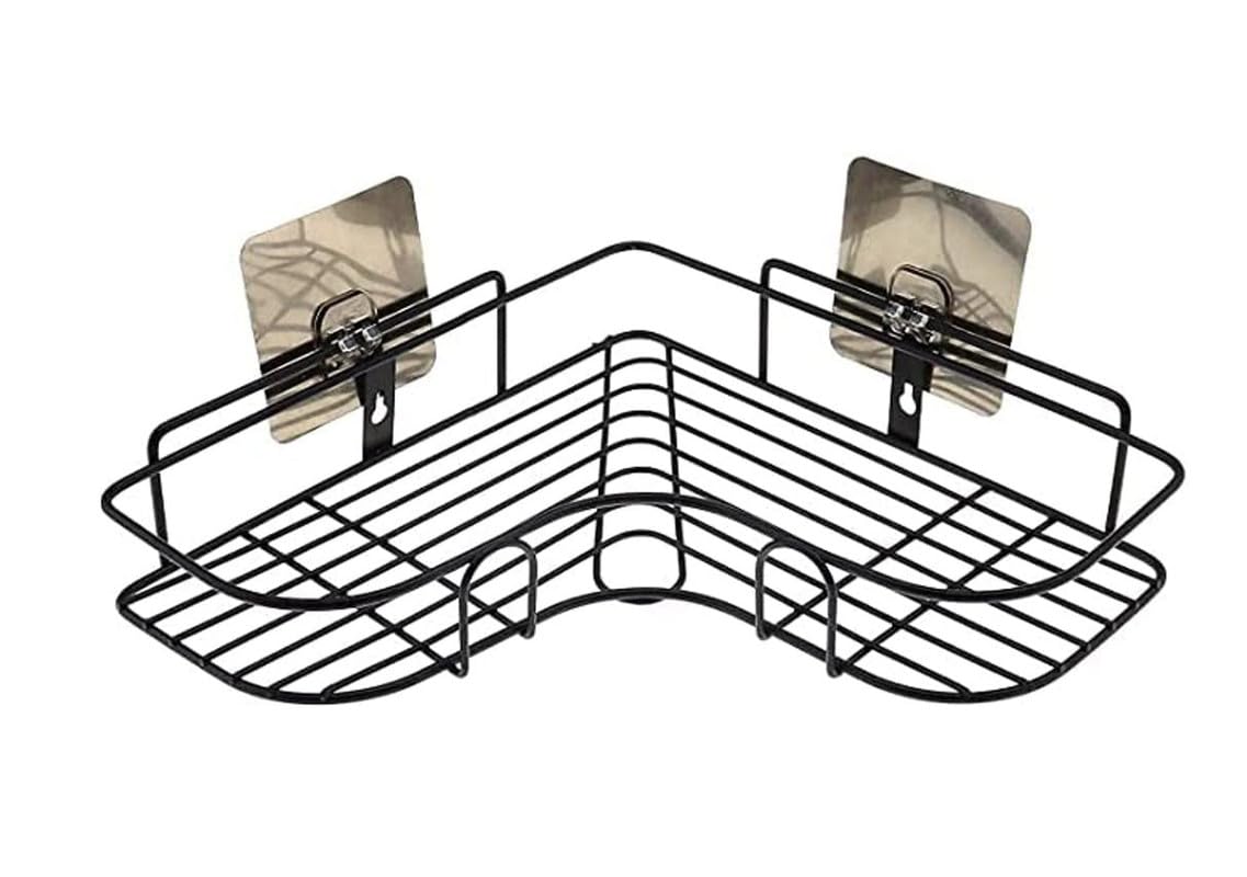 EASY HOME Self Adhesive Bathroom Corner Shelves, Wall Mounted Holder Washroom Organizer, L-Shape Corner Wall Hanging Multipurpose Shelf for Bathroom and Kitchen, Black (Metal, Pack of 2) (B0D17YM5GN) Amazon Price History, Amazon Price Tracker