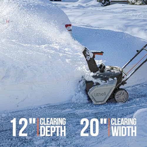 image for Litheli 2x20V Cordless Snow Blower, 20'' Brushless Electric Snow Throw