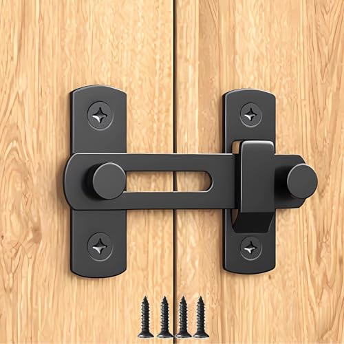 Image of DRUCILA 1pcs Barn Door Latches, Black Stainless Steel barn gate flip Door Latch Bi-fold Door Lock,Sliding Door Antique Lock Gate Latches Wine Cabinet Closet Door Latches.(Black Door Lock)