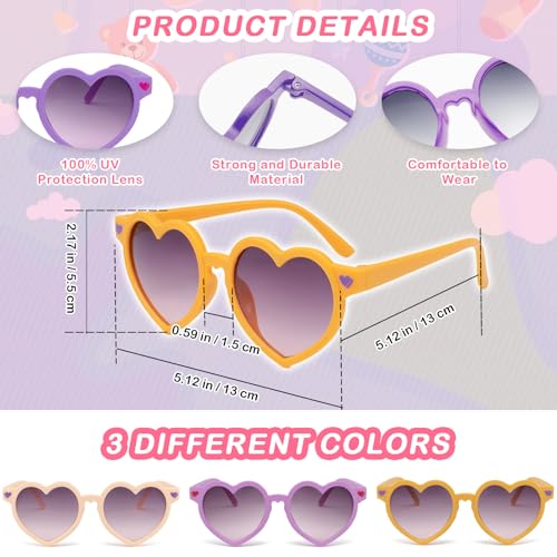 9 Pack Heart Toddler Sunglasses Mixed Styles Heart Shaped Glasses for Kids Girls Boy Age 3-8 Cute Eyewear Party Favors3