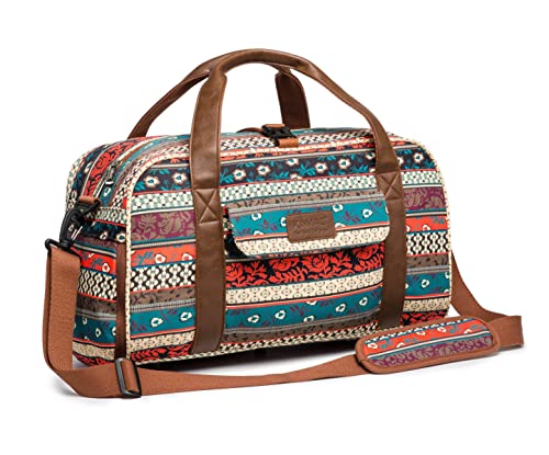 Kinmac Sports Gym Duffel Bag Travel Totes Shoulder Bag Weekender Overnight Bag with Shoes Compartment and Wet Compartment (Bohemian)