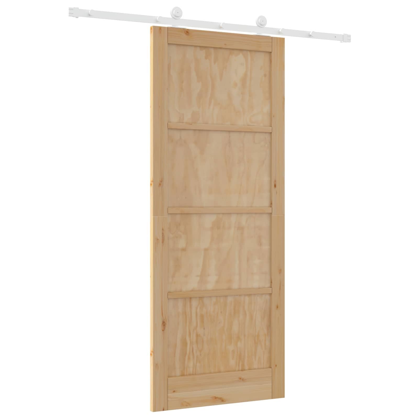 Sliding Door Natural and White 86 x 211 cm, Solid Pine Wood, Space-Saving Design, Smooth Top Rail Mechanism for Living Room, Bedroom, Indoor Use