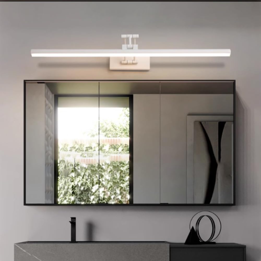 XINYASEE LED Bathroom Mirror Light, Indoor Wall Light, 180° Adjustable, 9-18W, Bathroom Lighting, Warm/Natural/White Light, for Living Room Bedroom (White, 60CM)