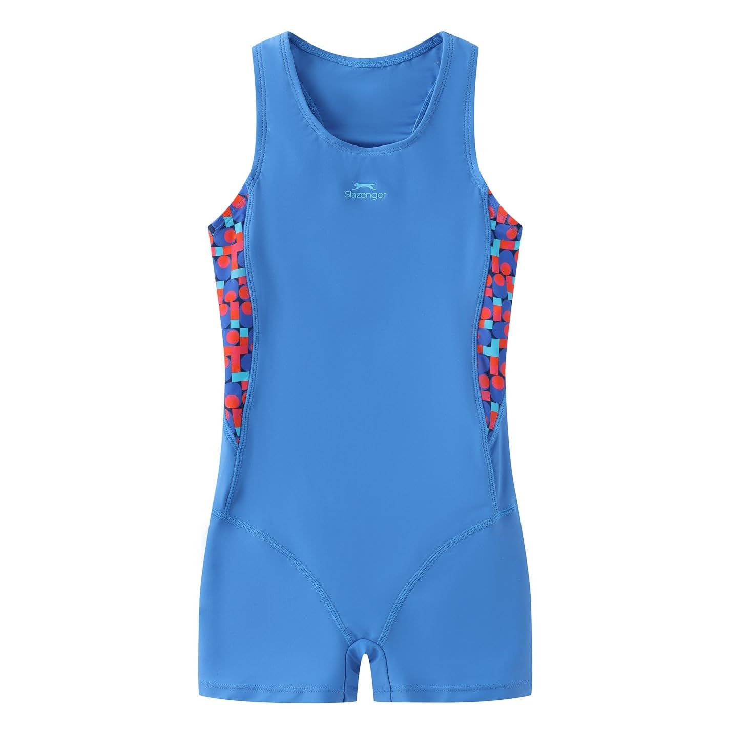 Slazenger Girls Blue/Blue Pl Boyleg Junior Swimsuit 13 Years