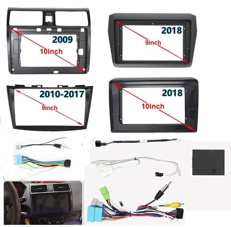 に適合する スズキ スイフト 2009-2018年式 ラジオフェイシアフレーム 9-10.1インチ ステレオパネル ワイヤーハーネス