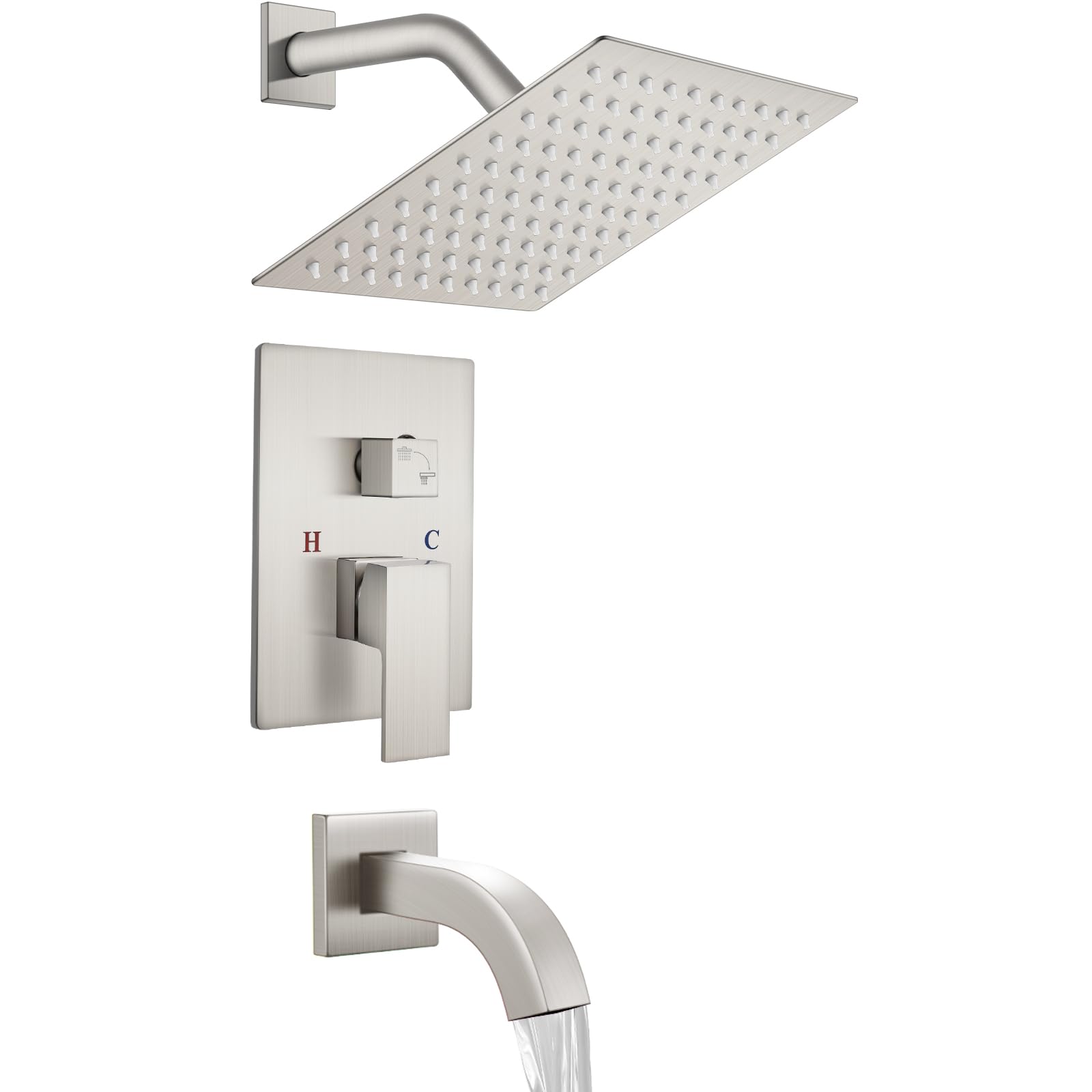 CASAINC Juego De Grifo Para Bañera, Sistema De Ducha Con Boquilla De Bañera De 4.84 Pulgadas, Cabezal De Ducha De Baño De 3 Pulverizadores, Válvula De Ducha De Un Solo Mango