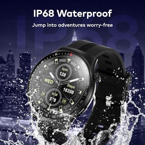 Image of itel Alpha Style 36.3mm (1.43 inch) AMOLED Display, Round Dial SmartWatch, 700 Nits Brightness, 12 Days Battery Life, Bluetooth Calling Along with Multisport Modes Smart Watch, IP68 Waterproof (Black)