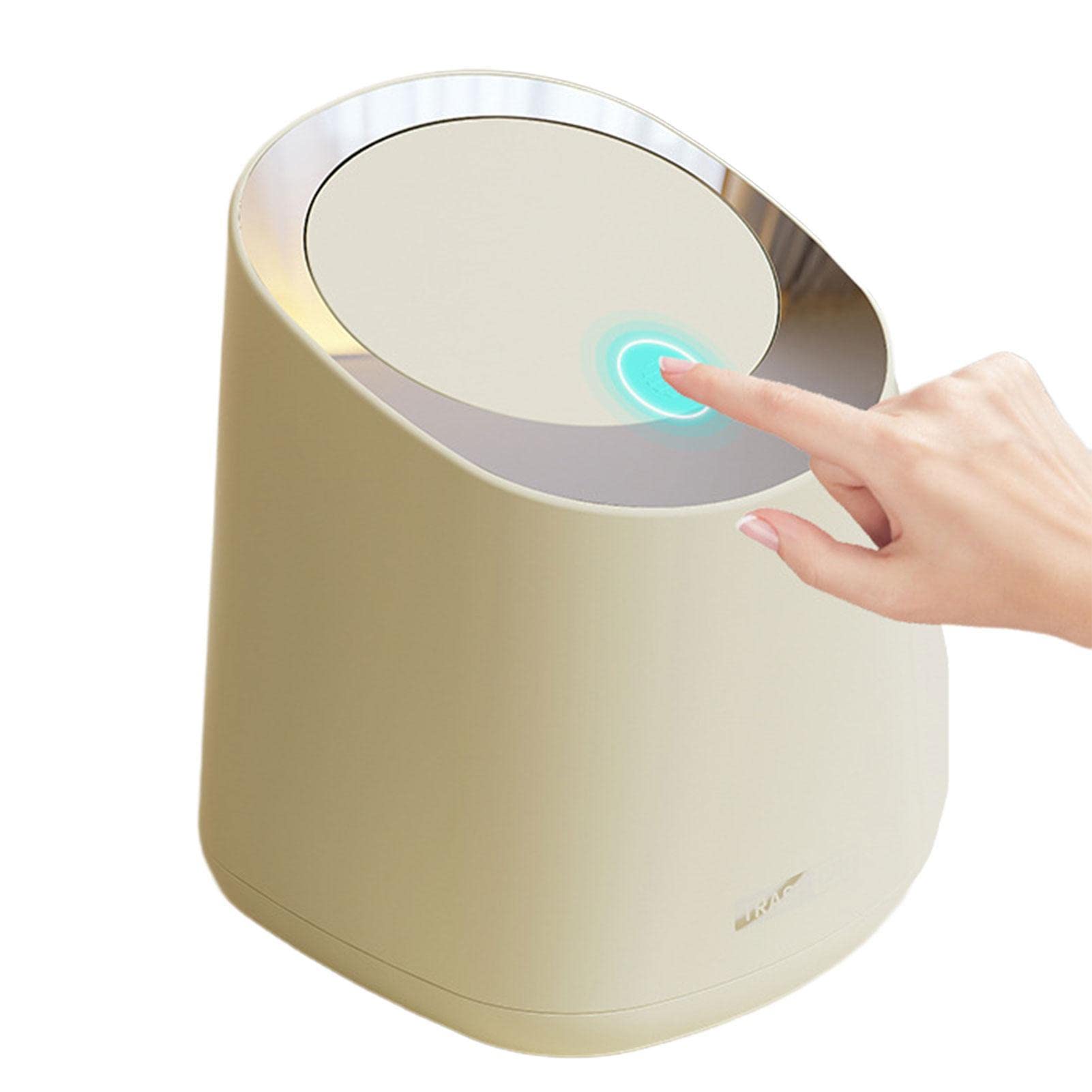 Beige Trash Can, Waste Bins | Tiny Desktop Waste Garbage Bin With Lid For Home, Kitchen, Vanity Tabletop, Bedroom