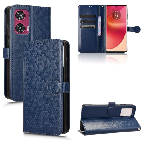 Housse cuir Motorola Edge 50 Fusion bleu : la finition premium exclusive