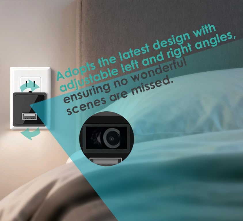 Miniatura 2 de Cámara de detección de movimiento, 1080P HD Mini cargador WiFi, cámara de seguridad interior de ángulo ajustable con alertas de aplicación, visión