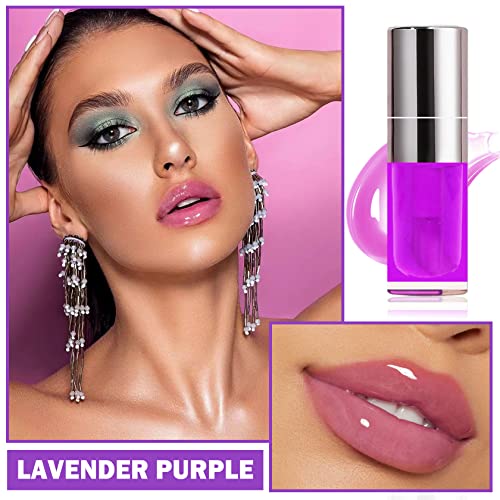 Nvleptap Lip Gloss Oil, Lip Tint Lip Stain Lip Glow Oil Moisturizing Plumping Lip Tint Stain High Shine Lip Balm Liquid Lipstick For Girls Women - 12 Lavender Purple #TOP1