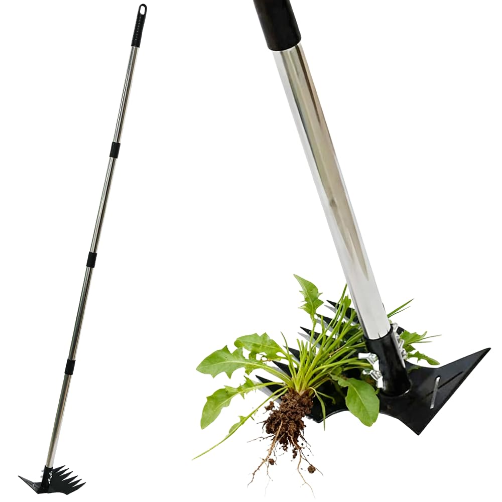 Armo® Adjustable 2 In 1 Manual Weed Hoe With Long Handle Weed Remover Rake For Yard, Garden, Patio 150CM, Green
