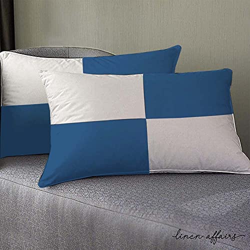 Image of Adjustable Hollow Fibre Sleeping Pillow Dream Fibre Pillow Bed Pillow Pillows for Sleeping Luxurious 2 Piece Microfiber Pillow Extra Soft Hotel Quality Pillow Navy Blue and White16x24