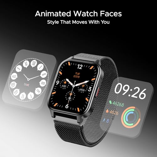 Image of Boat Wave Call 2 Plus Smart Watch w /Bilingual Support (Hindi /English), 1.96 inch(4.97 cm) HD Display, BT Calling, 100+Sports Modes, Animated Watch Faces, Voice Assistant(Metal Black)