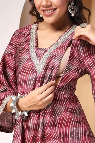 Image of ZELENA Maternity Feeding Kurta Pajama Set with Zip for Women | 100% Modal Chanderi Fabric Pre & Post Pregnancy Kurti Set for Mothers | Kurti Pajama Set for Easy Breastfeeding with Pockets