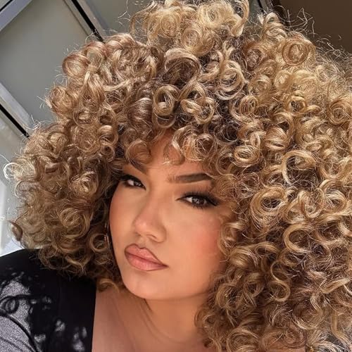 Miyamarch Adult Short Curly Wig, Curly Hair Wig with Soft Breathable Heat Resistant Synthetic Fibers, Suitable for Anime Cosplay Costume Hair, Daily Fashion & Party, Halloween (27#)