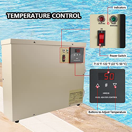 Exgizmo 11Kw 220V Electric Water Heater Thermostat Swimming Pool Heater Spa Hot Tub For Above Ground Inground Pool Hot Tub Heater Pump With Digital Display Touch Screen Control #TOP3