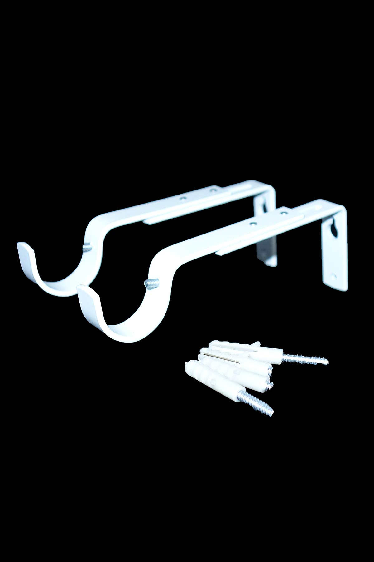 HomeHarmony® Pack of 2 Adjustable Curtain Pole Rod Wall Bracket Fixings For 25-28mm Curtain Poles (White)