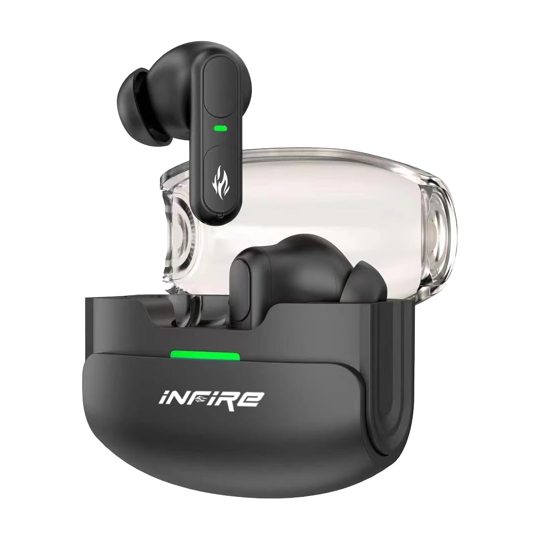 iNFiRe FireBuds 65 True Wireless Earbuds 50H Playtime, ENC Noise Cancelling, Quad Mic Calls, 13mm Drivers, AI Voice Assistant, Touch Control Earbuds (Black)