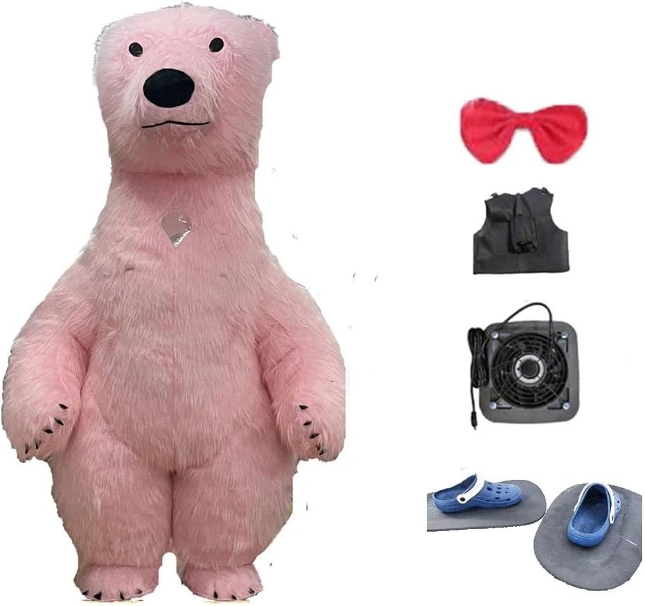Inflatable Polar Bear Costume Blow Up Mascot Outfit Without Battery