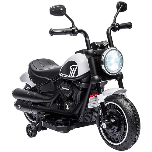 HOMCOM Elektro Kindermotorrad Elektromotorrad mit Scheinwerfer, Kinder 3 km/h Elektro Motorrad mit 2 Stützrädern für Kinder von 1,5-3 Jahren Weiß HOMCOM Elektro Kindermotorrad Elektromotorrad mit Scheinwerfer, Kinder 3 km/h Elektro Motorrad mit 2 Stützrädern für Kinder von 1,5-3 Jahren Weiß
