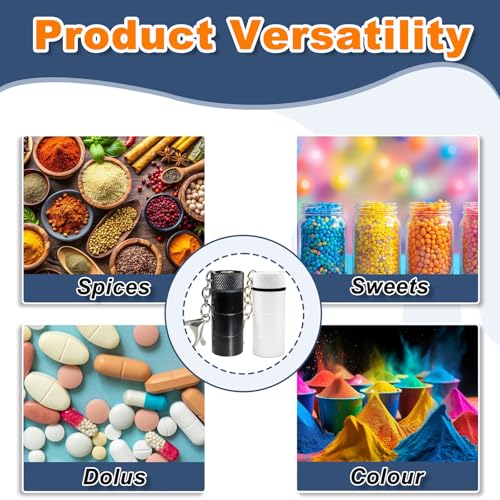 Miniatura 4 de Aabdtyyd 2 Unidades Mini Frasco Con Cuchara De Aluminio Hermético, Kit De Organización Portátil Para Polvos Y Especias - Negro Blanco 5.3 Cm, Impermeable, Uso Interior Exterior