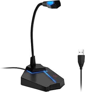 Vbestlife Computer Microphone,Professional USB 3.5mm PC Microphone, Adjustable G25 Wired Touch Button Desktop Gooseneck Microphone,Suitable for Gaming,Podcasting,Streaming
