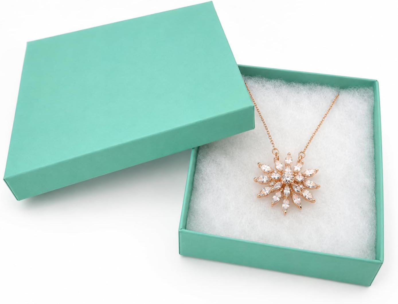 RJ Displays 6 Pack Cotton Filled Paper Jewelry Necklace Bracelets Watch gifts and Retail Boxes for Wedding, Anniversary, Engagement and other (Teal Green, 5.25" x 3.75" x 1) image 3
