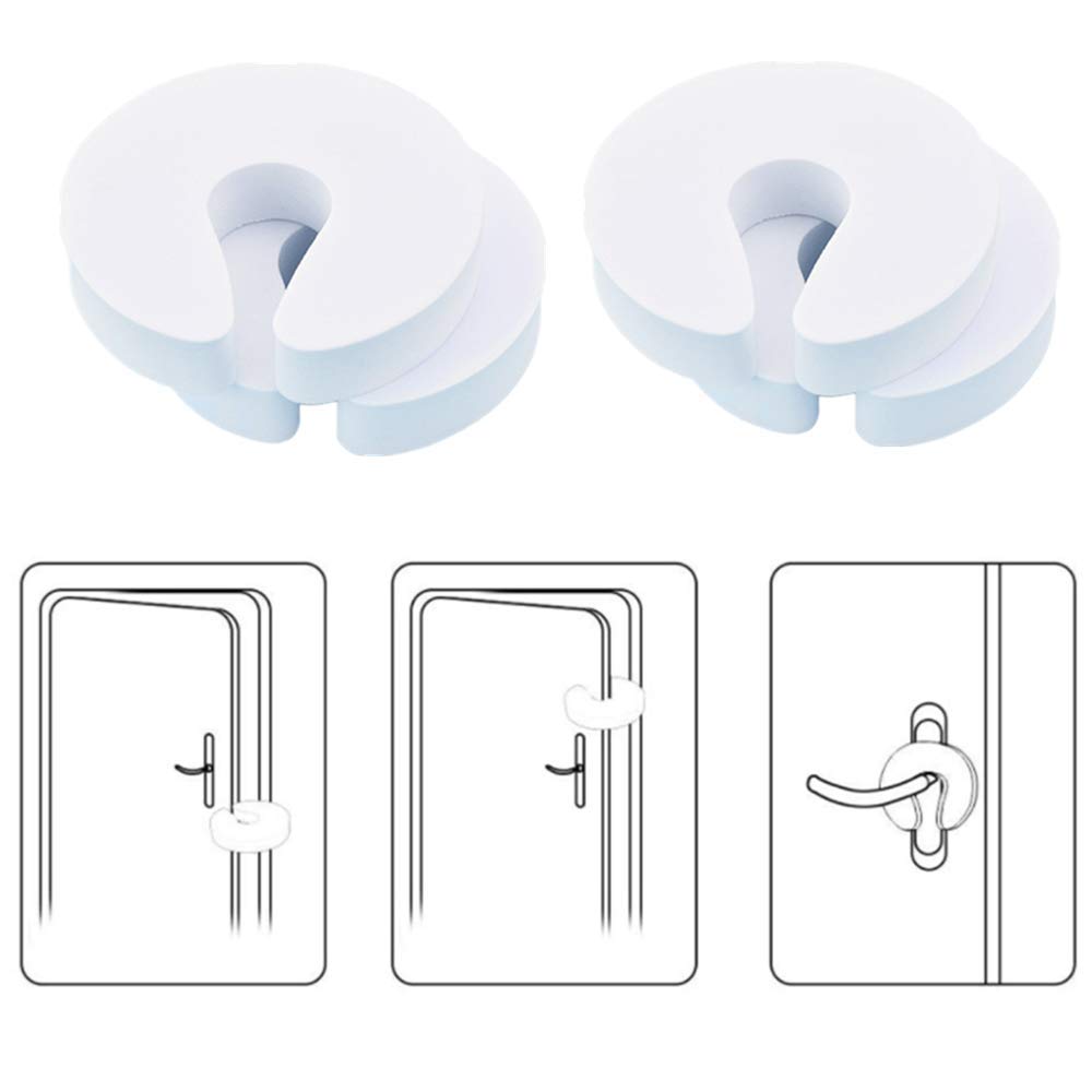 Protectores Para Puertas De Bebés - Pack 12 Piezas (6 Topes + 6 Protector Manillas), Material EVA/PVC, Blanco