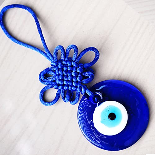 Image of Evil Eye Hanging Glass Nazar Battu for Home Entrance & Car | Blue Evil Eye Wall Hanging Decor for Protection, Positive Energy & Vastu Gift