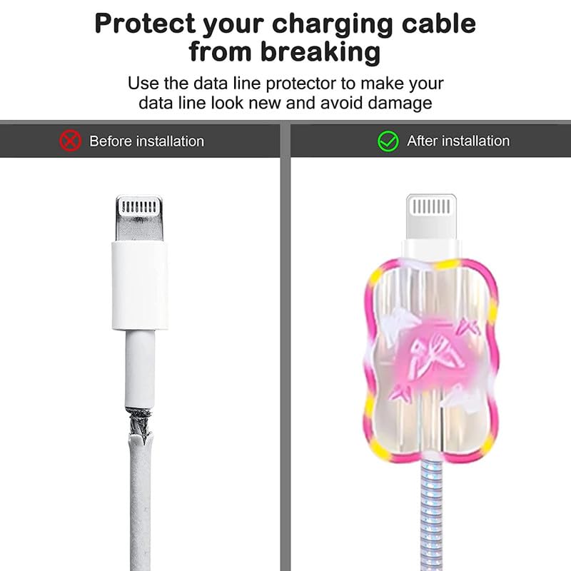 Image of iPhone Charger Case,Accessories,Protective Case for 18W 20W iPhone 14 13 12 11 Pro Max Fast Charging Cable Adapter Charger, Cute Lightning Data Cable Case for iPhone Charger,(Butterflies)