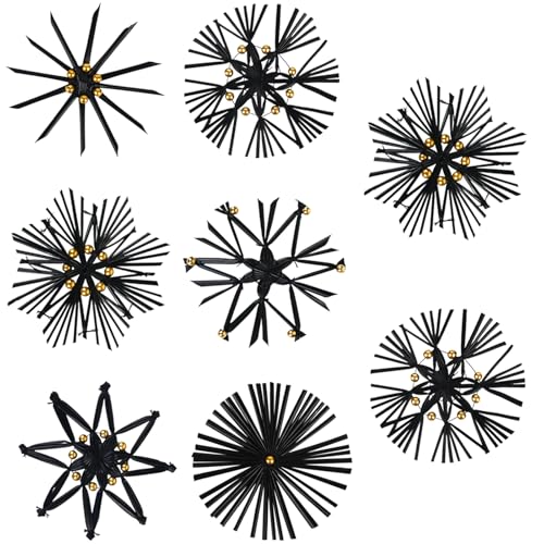 18 Stück Christbaumschmuck Strohsterne mit Perlen Anhänger,Strohsterne Klein Ø10 cm Schwarz Gold Weihnachtsbaumschmuck Stroh Sterne Weihnachtsbaum Natürlicher Stroh-Anhänger Baumschmuck Weihnachten