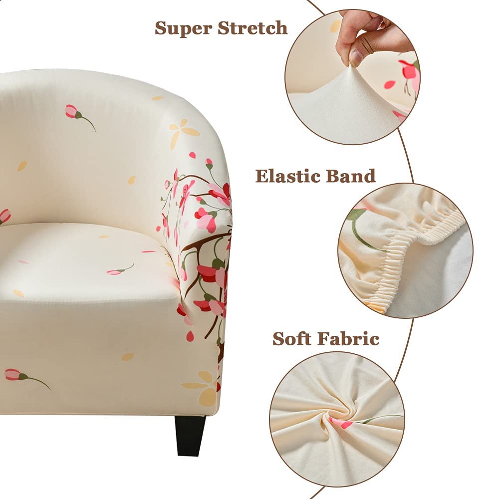 Housse De Fauteuil Extensible Highdi Pour Chesterfield - Imprimé Floral Vert/printemps - Protection Antidérapante Avec Liens élastiques