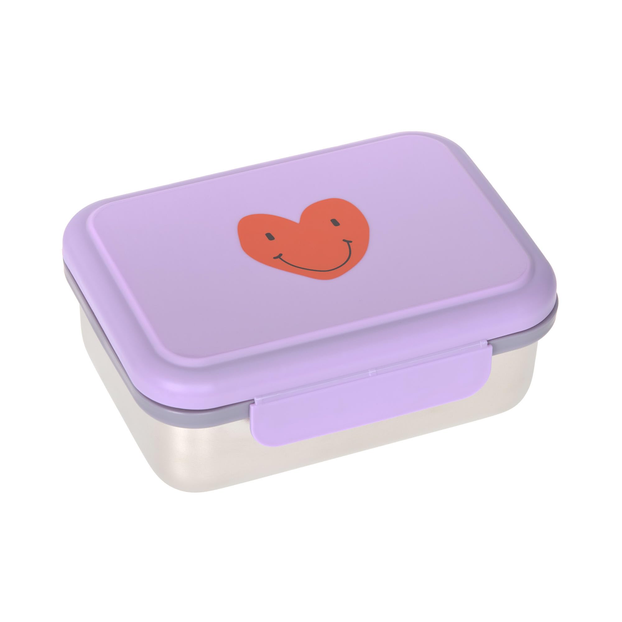 LÄSSIG Children's Lunch Box Stainless Steel Lunch Box Breakfast Box Sustainable Nursery School Lunch Box Stainless Steel Little Gang Heart Purple