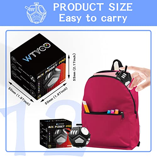 Wtycd Mini Fidget Cube Toys, Cool Black Fidget Dodecagon Toy 12 Sided Fidget Cube Relieves Stress Game For Kids And Adults, Anxiety Anti And Kill Time For Add, Adhd, Ocd, Autism (Black) #TOP4