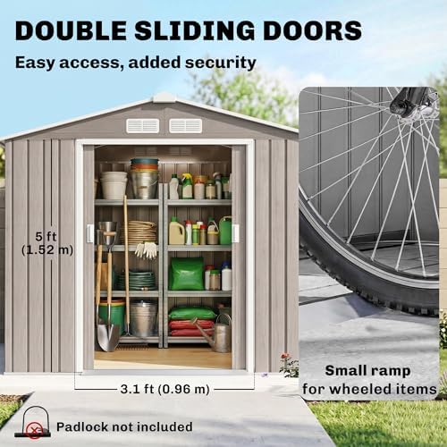 Outsunny 7' x 4' x 6' Garden Storage Shed Outdoor Distressed Light Brown - 3