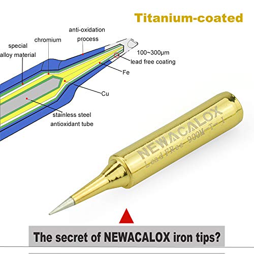 10pcs Titanium Coating Soldering Iron Tips 900M-T Lead-free Solder Tip for HAKKO 936,937,907 Atten, Quick, Aoyue, Yihua,Vastar,Sywon,Tabiger,SOAIY and X-Tronic Soldering Station