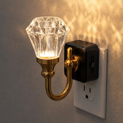 Image of JandCase Night Light, Night Lights Plug into Wall, Crystal LED Nightlight | 0-100 LM Dimmable Nightlights, Dusk to Dawn Sensor, 1W Vintage Rotatable Nite Light for Bathroom Hallway Decor, 1 Pack