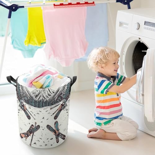 Panier à linge pliable poignées longues pour ranger le ski et les jouets